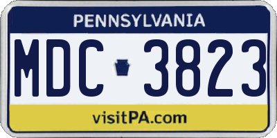PA license plate MDC3823