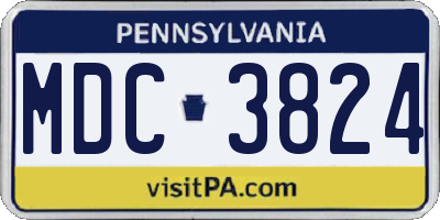 PA license plate MDC3824