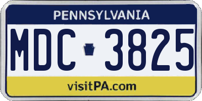 PA license plate MDC3825