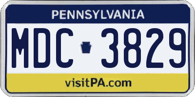 PA license plate MDC3829
