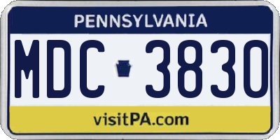 PA license plate MDC3830