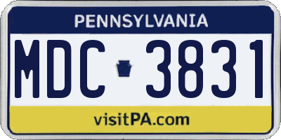 PA license plate MDC3831