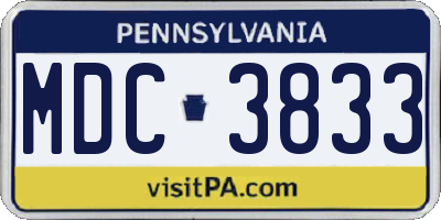 PA license plate MDC3833
