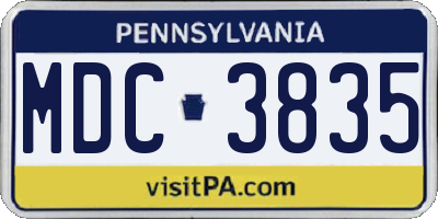 PA license plate MDC3835