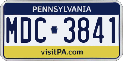 PA license plate MDC3841