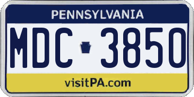 PA license plate MDC3850