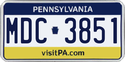PA license plate MDC3851