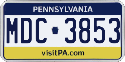 PA license plate MDC3853