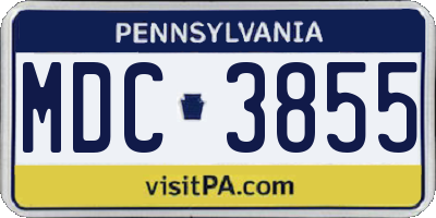 PA license plate MDC3855