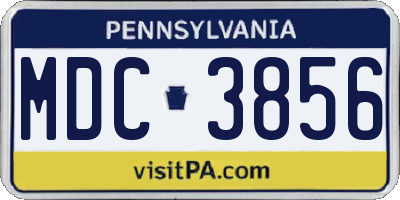 PA license plate MDC3856