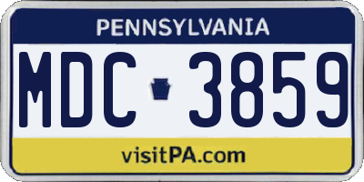 PA license plate MDC3859
