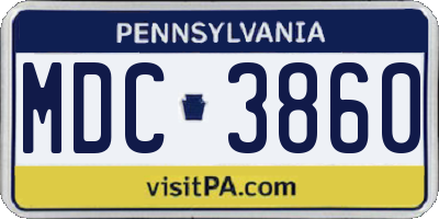 PA license plate MDC3860