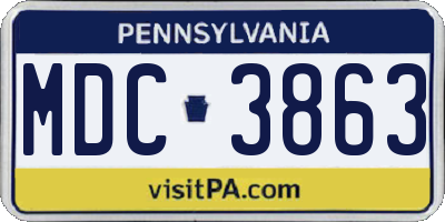 PA license plate MDC3863