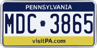 PA license plate MDC3865
