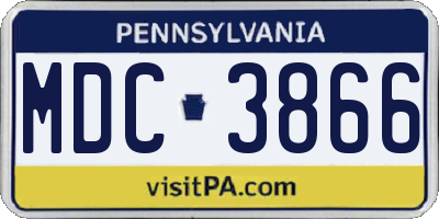 PA license plate MDC3866