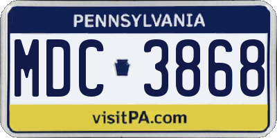 PA license plate MDC3868