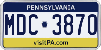 PA license plate MDC3870