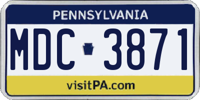 PA license plate MDC3871