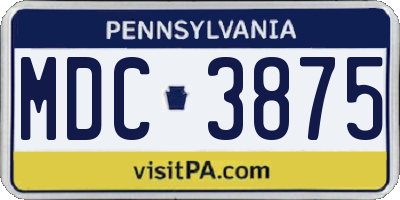 PA license plate MDC3875