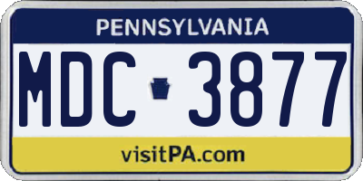 PA license plate MDC3877