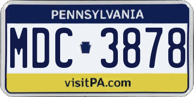 PA license plate MDC3878