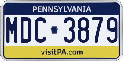 PA license plate MDC3879