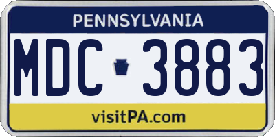 PA license plate MDC3883