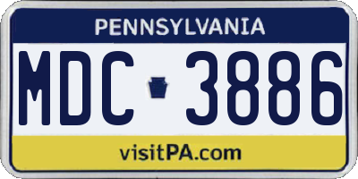 PA license plate MDC3886