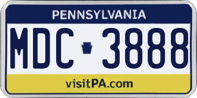 PA license plate MDC3888