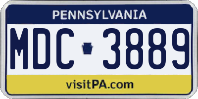 PA license plate MDC3889