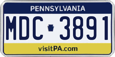 PA license plate MDC3891
