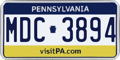 PA license plate MDC3894