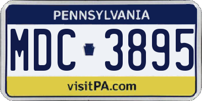 PA license plate MDC3895