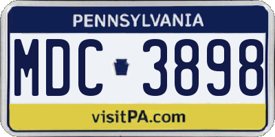PA license plate MDC3898