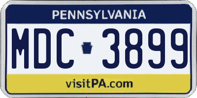 PA license plate MDC3899