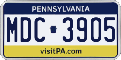 PA license plate MDC3905