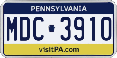 PA license plate MDC3910
