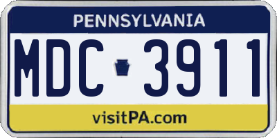 PA license plate MDC3911