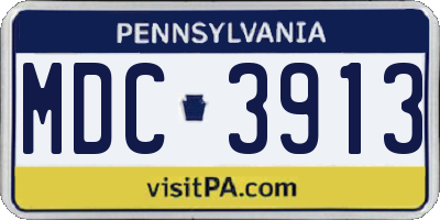 PA license plate MDC3913