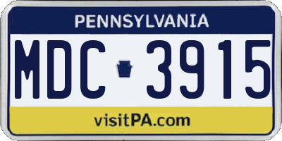 PA license plate MDC3915
