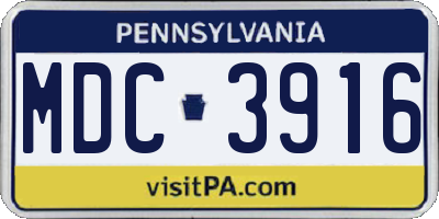 PA license plate MDC3916