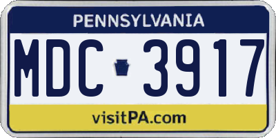 PA license plate MDC3917