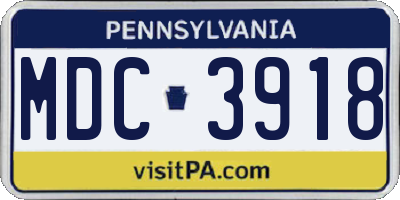 PA license plate MDC3918