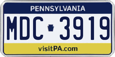 PA license plate MDC3919