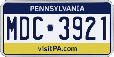 PA license plate MDC3921