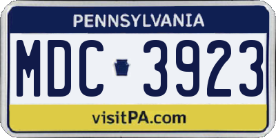 PA license plate MDC3923