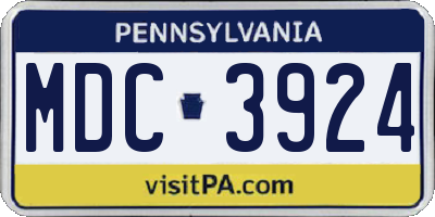 PA license plate MDC3924