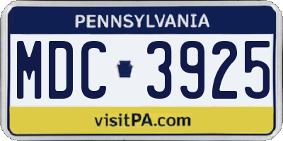 PA license plate MDC3925
