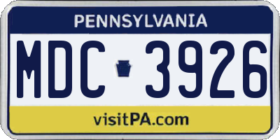 PA license plate MDC3926