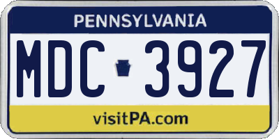 PA license plate MDC3927